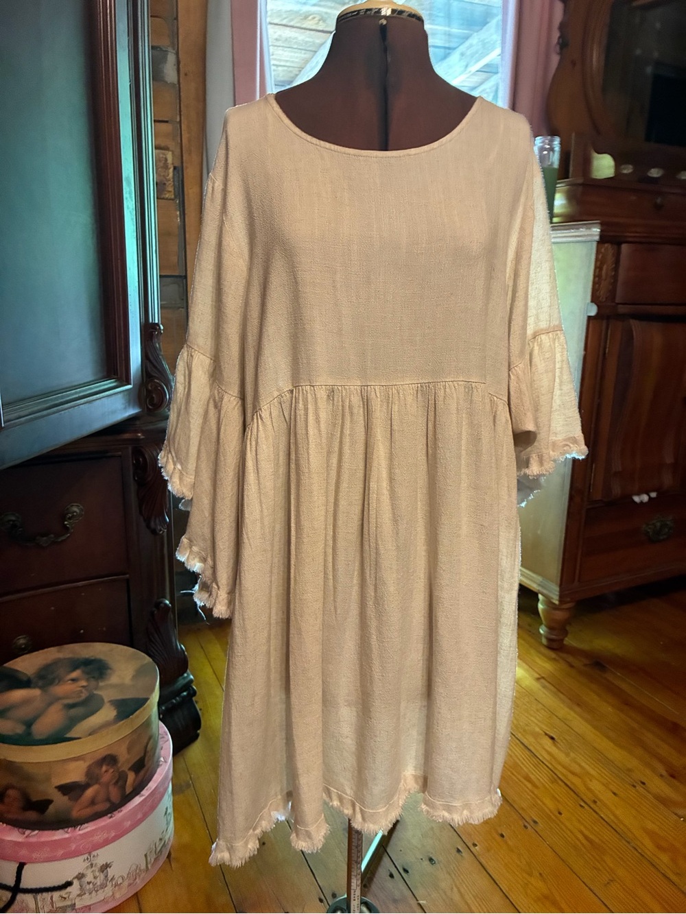 Umgee Linen blend Tiered Boho Dress - Women NWT